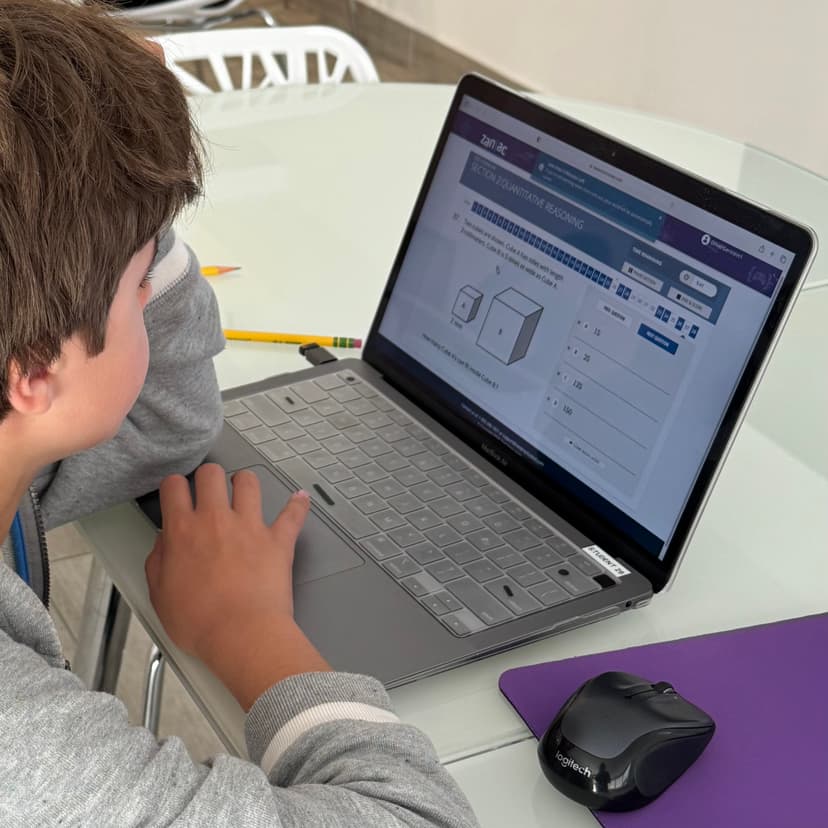 ISEE TestPrep student wuring official exam on a laptop